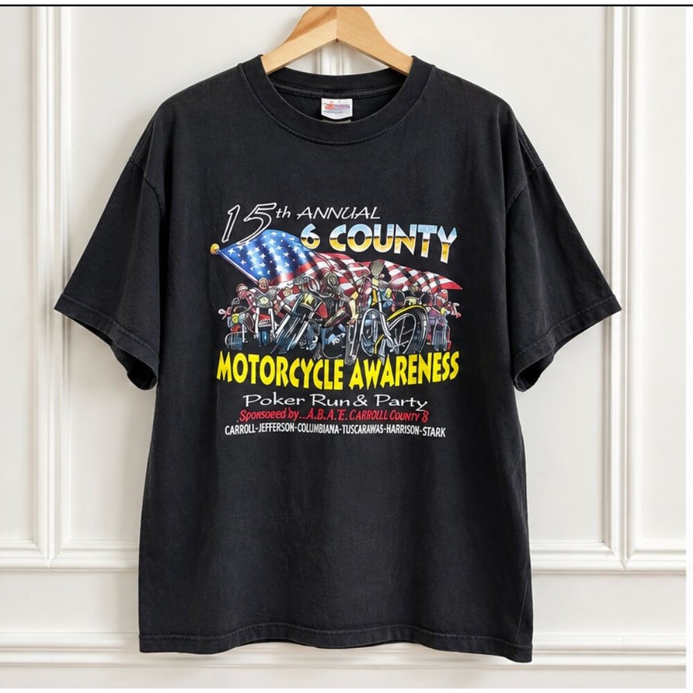 ABATE 15th Annual Biker Poker Run Graphic Tee Black XXL Motorcycle Rally T Shirt